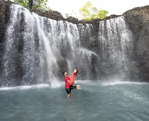 attarctive waterfall at vismaya best water theme park in kerala